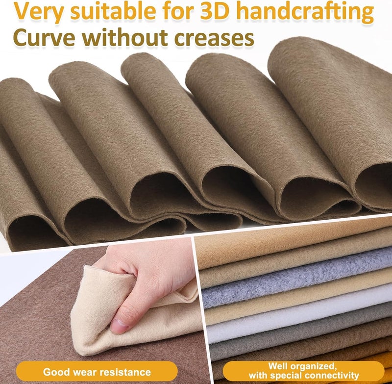 MITINU 12 Rolls 8"x35" 1.4mm Thick Soft Felt Fabric Sheet 12 Assorted Brown Series Colors Felt Pack Pastel Felt Sheets for DIY Craft Sewing Squares Nonwoven Patchwork - Image 4